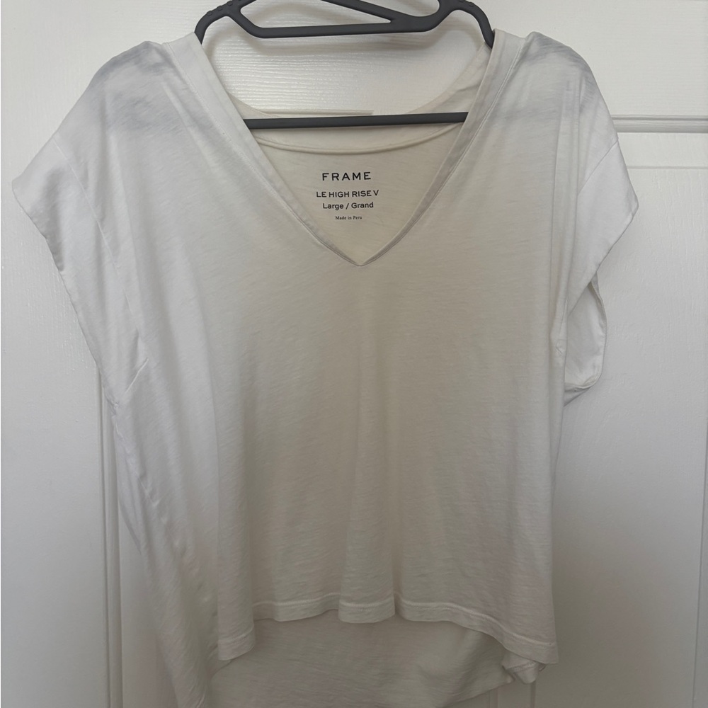 Frame Denim Women's Cream V-Neck Tee